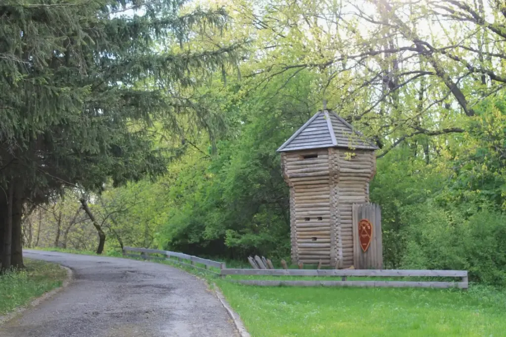 Деревянная башня на территории заповедника «Белогорье» в Белгородской области